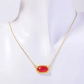 Birthstone Inlay Pendant Necklace 18"-20" Titanium Steel