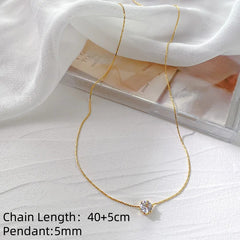 Single Diamond Necklace 16"-18" 18K