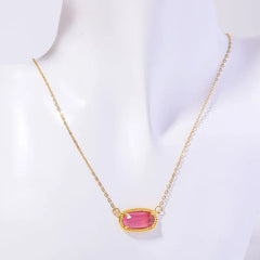 Birthstone Inlay Pendant Necklace 18"-20" Titanium Steel