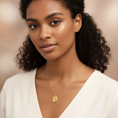 Tulip Inlay Pendant Necklace 16"-18" 18K Gold