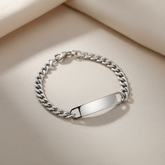 Cuban Link Bracelet With Tag 8" Stainless Steel
