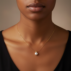 Single Pearl Pendant Necklace 16"-18" Titanium Steel
