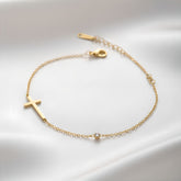 Cross Diamond Anklet 8"-10" 18K Gold