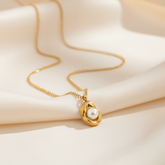 Half Shell Pearl Necklace 16" Gold