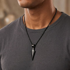 Arrow-Head Necklace Alloy Black 24" Stainless Steel