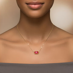 Titanium Steel Pendant Necklace with Birthstone Inlay