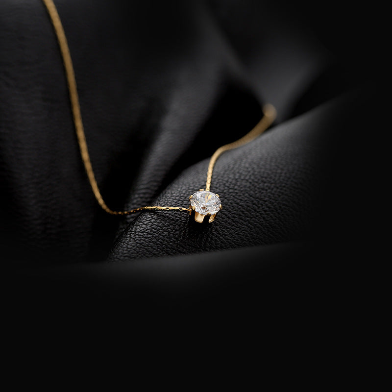 Single Diamond Necklace 16"-18" 18K