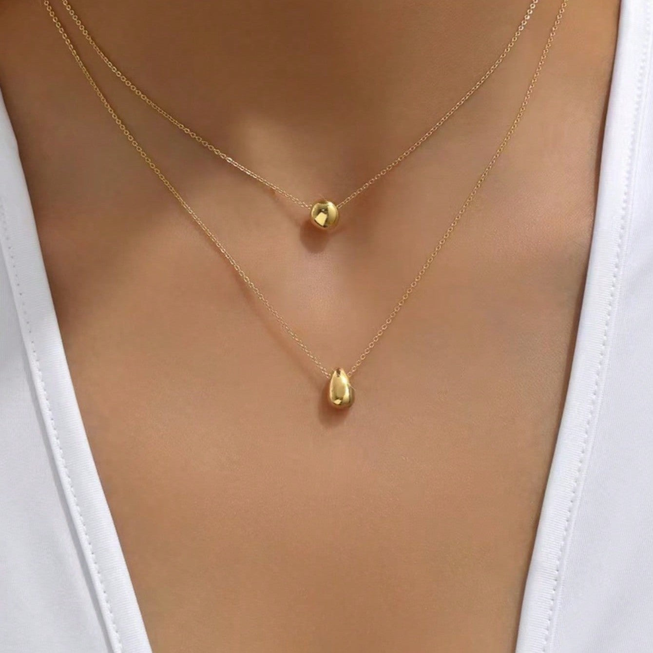Double Layer Water Droplet Necklace