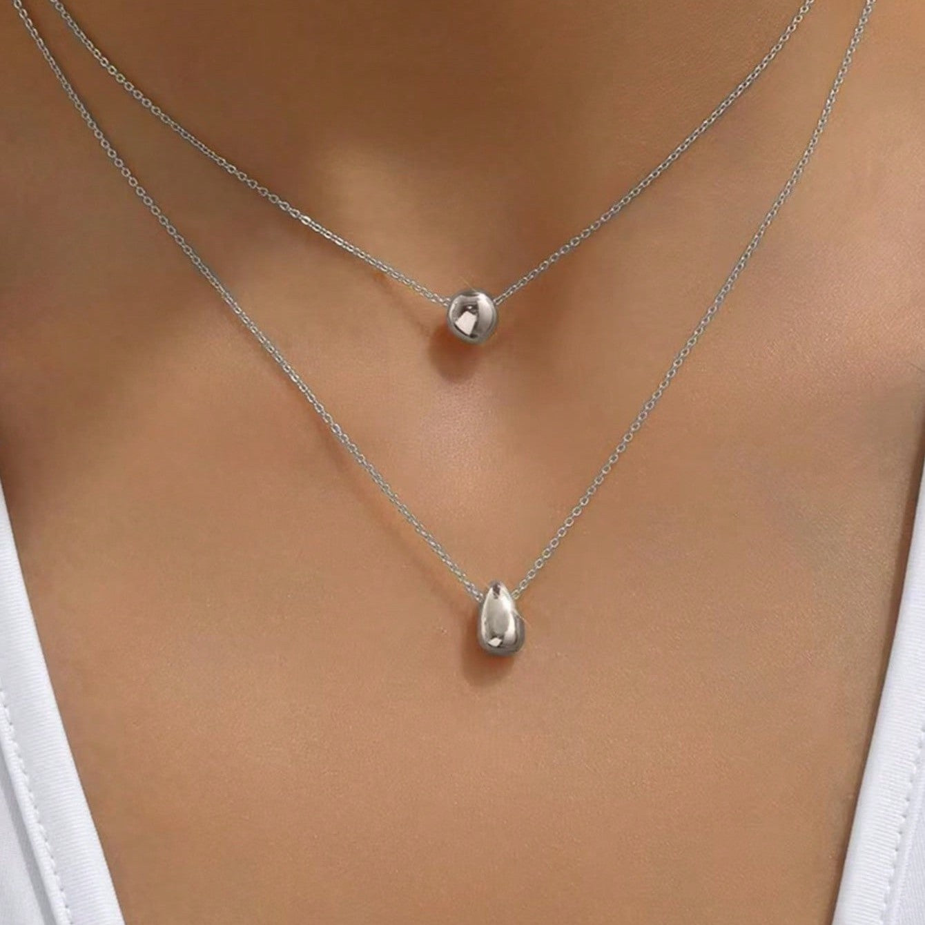 Double Layer Water Droplet Necklace