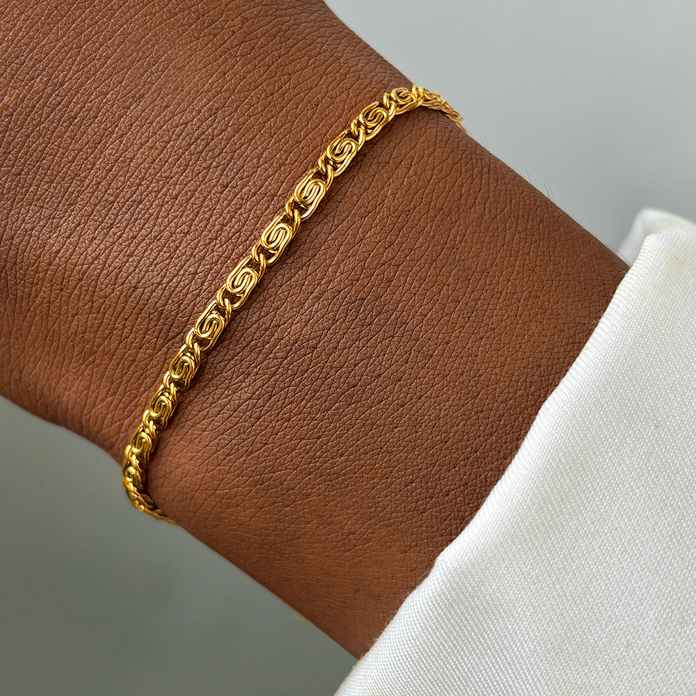 Swirl Chain Link Bracelet Gold