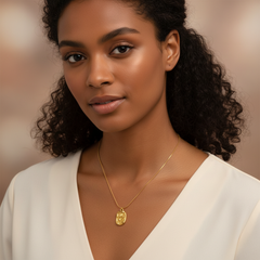 Tulip Inlay Pendant Necklace 18K Gold
