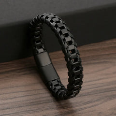 Men’s Bangle Bracelet Stainless Steel Black 21.5cm