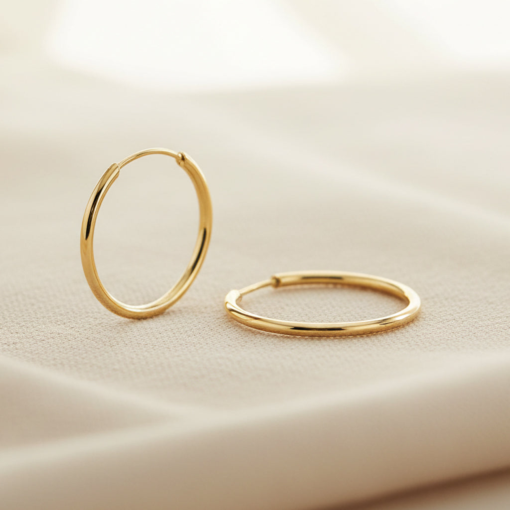 Endless Hoop Round Earrings 18K Gold