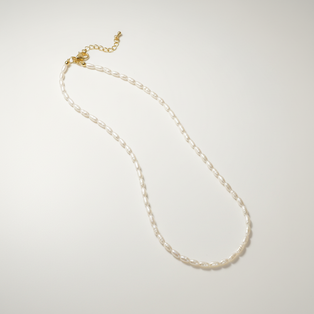 Pearl Necklace, Matte Millet, Small