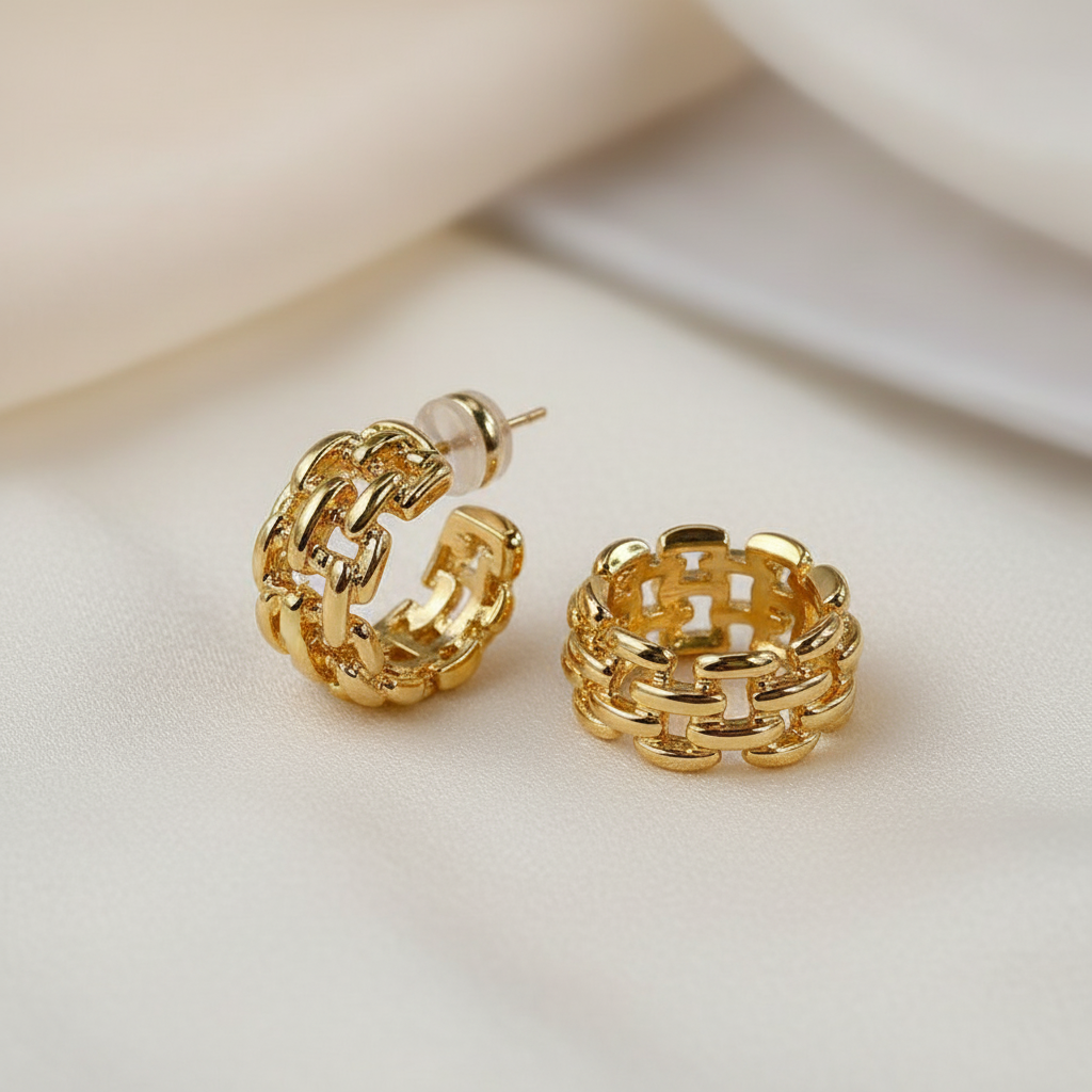 Chain Woven Gold Earrings