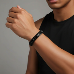 Men’s Bangle Bracelet Stainless Steel Black 21.5cm