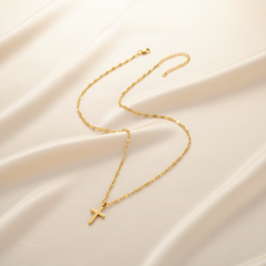 Cross Pendant Necklace Gold 18"