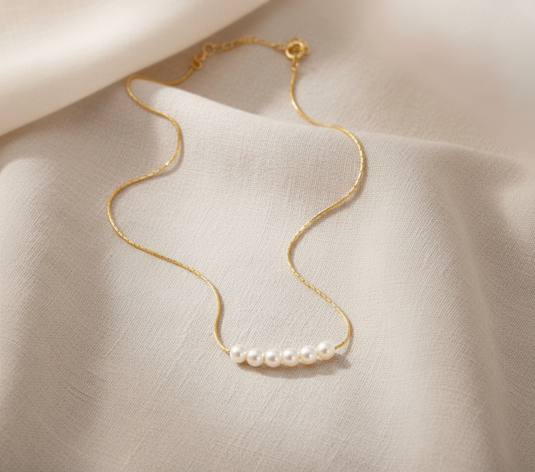 Pearl Beaded Necklace 18K Gold