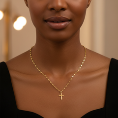 Cross Pendant Necklace Gold 18"
