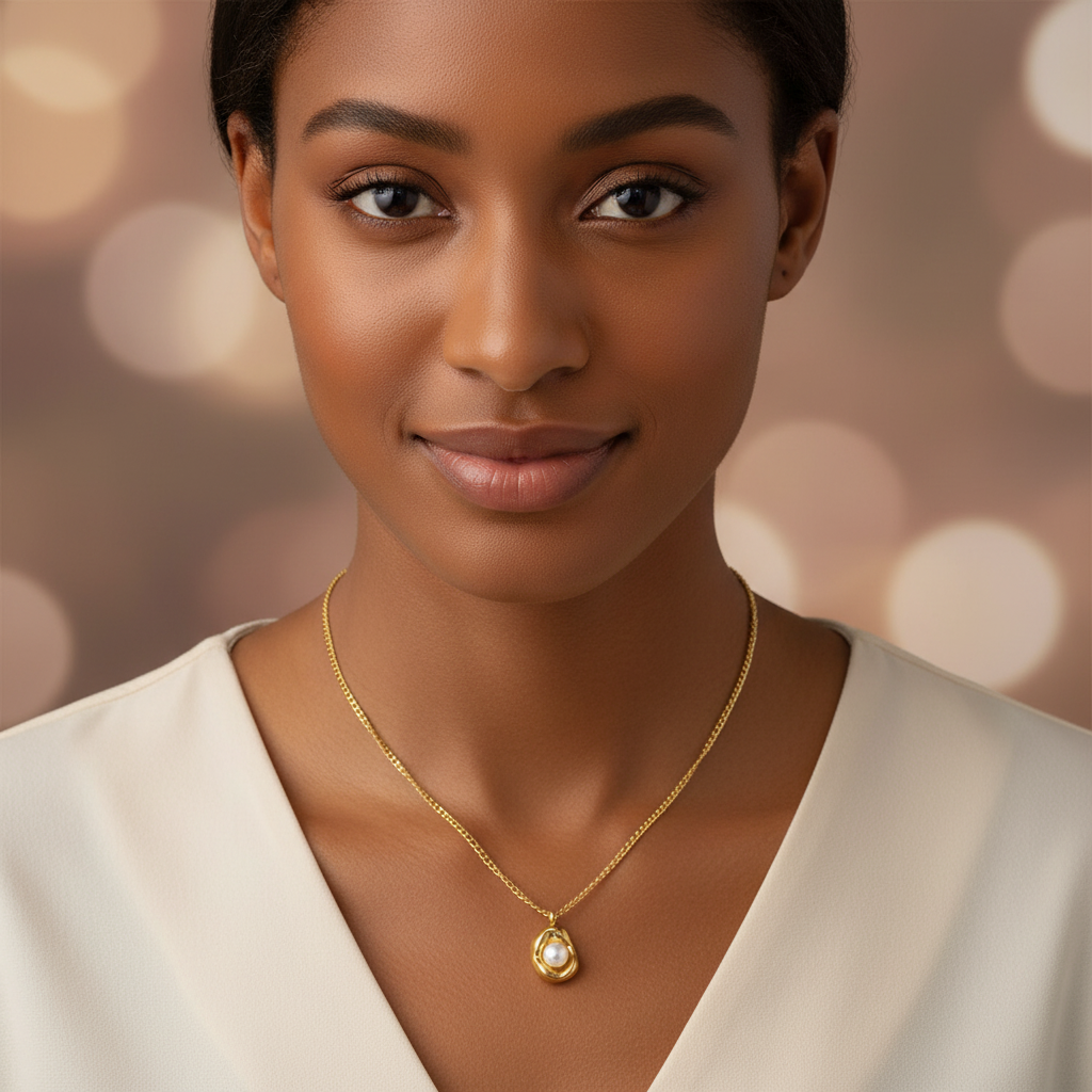 Half Shell Pearl Gold Necklace 16"