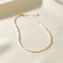 Pearl Necklace, Matte Millet, Small